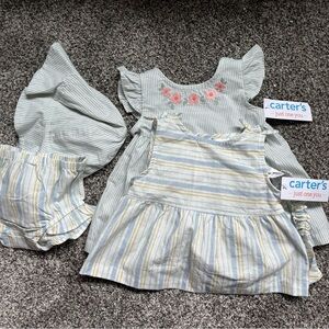 Carter's Striped Baby Dress Set with Floral Accents